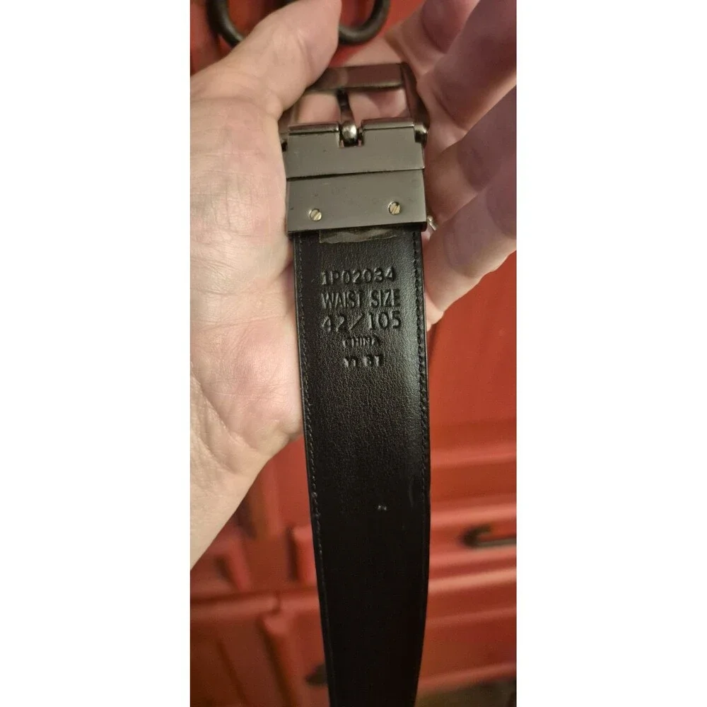 PERRY ELLIS Size 42 Men's Portfolio Reversible Belt Black White Classy EUC